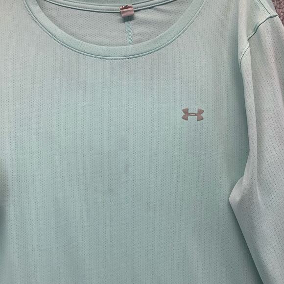 UNDER ARMOUR Womens Heat Gear Long Sleeve Activewear Top - Mint Green Sz Large - Picture 3 of 11